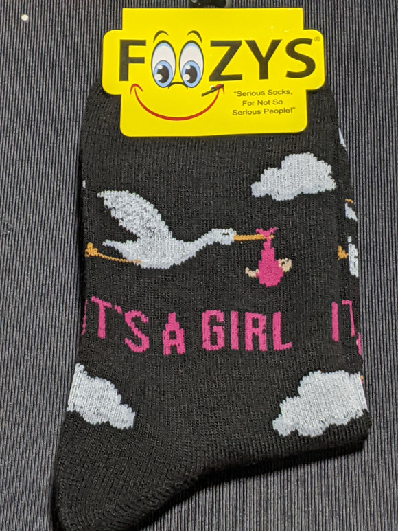 Stork with Baby - It's A Girl - Socks  FC-240