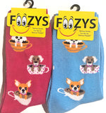 Tea Cup Dogs Socks  FC-33  (NEW COLORS)