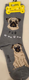 Beige Pug Canine Collection Socks  FCC-31