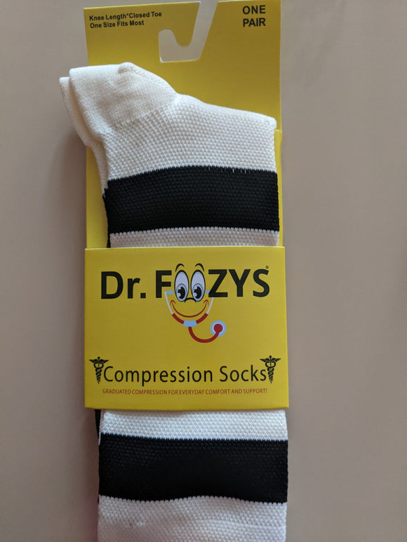 Compression Socks CREAM with BLACK STRIPES DFCS-02