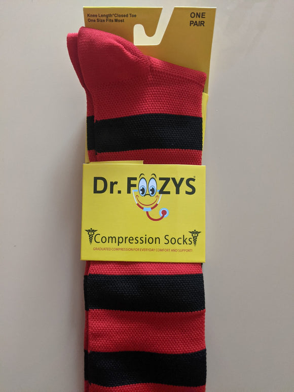 Compression Socks RED with BLACK STRIPES DFCS-05