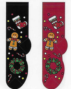 Gingerbread Cookie & Wreath Socks  FC-173