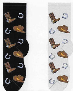 Cowboy Hats, Boots & Horseshoes Socks  FC-57