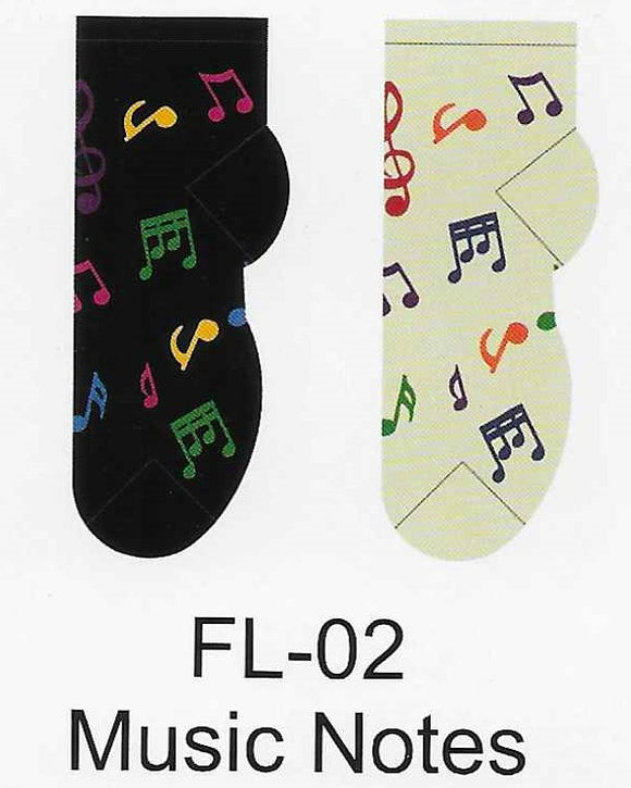 Music Notes No Show Socks  FL-02