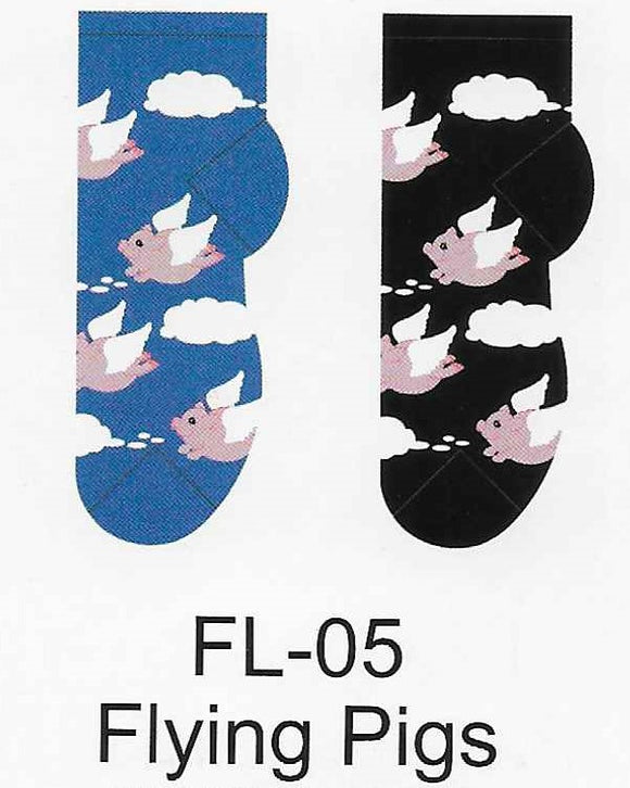 Flying Pigs No Show Socks  FL-05