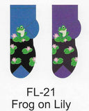 Frog On Lily Pad No Show Socks  FL-21