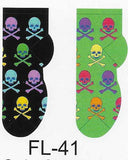 Colorful Skulls & Crossbones No Show Socks  FL-41