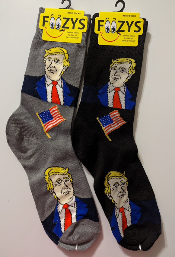 Trump with American Flag Men's Socks   FTM-1