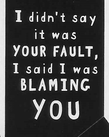 I didn't say it was YOUR FAULT, I said I was BLAMING YOU     WYS-39   UNISEX
